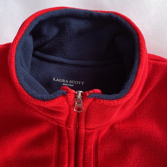 💟Half Price Bundle Add-on💟NWT Laura Scott fleece style vest jacket red/navy - Picture 2 of 13